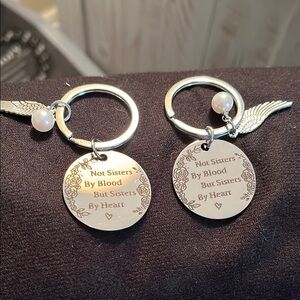 Silver Keychain Set with Engraved Message